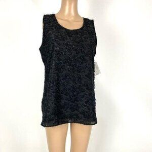 Halogen Sequin Flower print Sleeveless Top- Large
